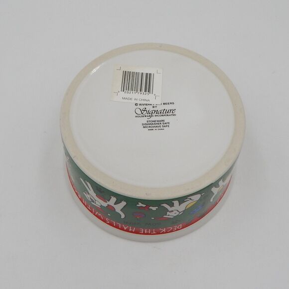 Deck The Halls Doggy Puppy Christmas Riviera Van Beers Signature Pet Bowl - Picture 6 of 7
